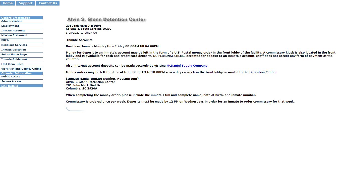 Detention Center Info